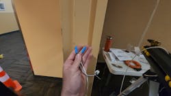 Image 8: Beam connectors attach the wires for the strike. Image 8: Beam connectors attach the wires for the strike.