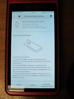 Image 4: Select &ldquo;Generate Universal Key&rdquo; to prepare the new IKEY for use on the vehicle that you work on.