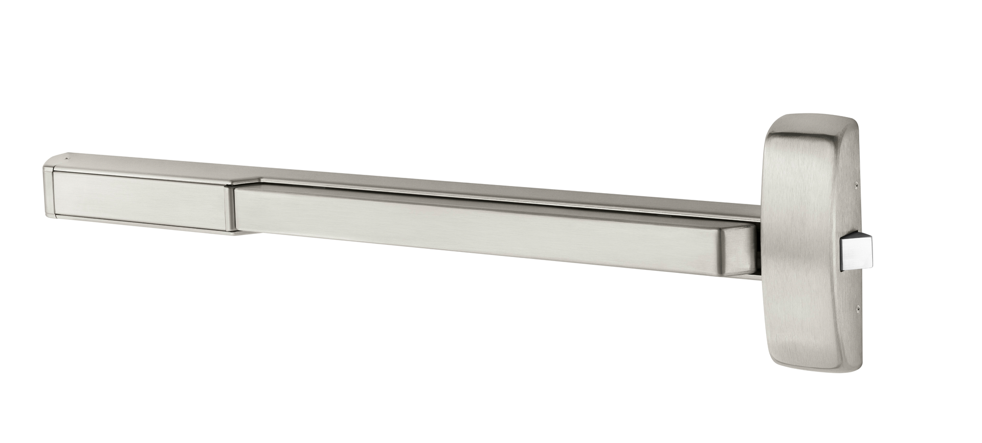 The SARGENT PE80 Series, xxx, has a flush push pad and more robust end cap, compared with the 80 Series.