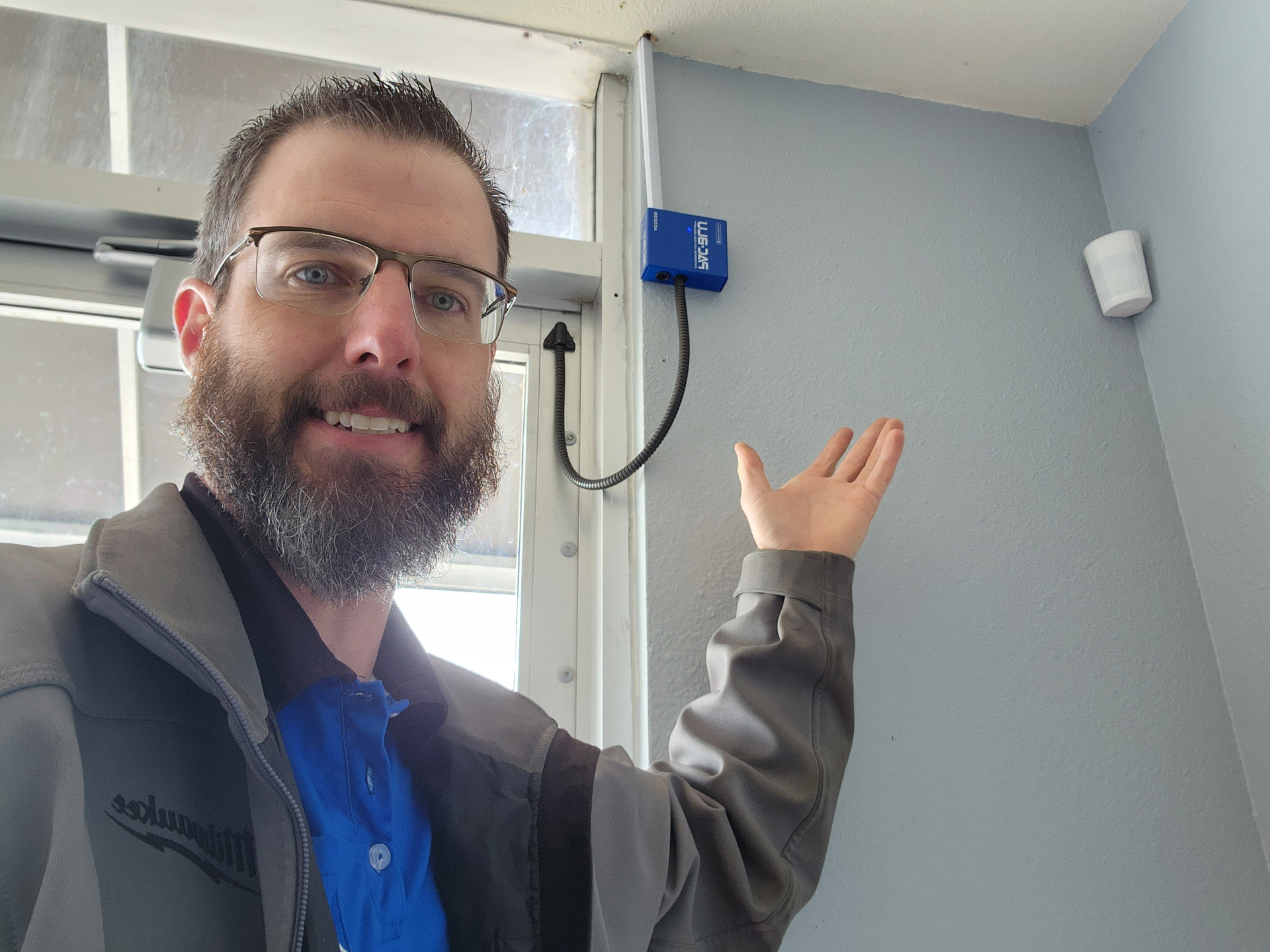 Photo 1. PAC-BLU Bluetooth access control system. Note that the reader is inside of the door.