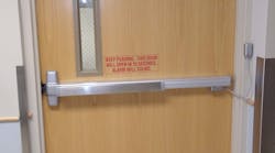 Fire door in hospital corridor