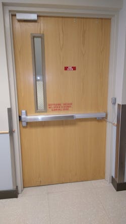 Fire door in hospital corridor Fire door in hospital corridor