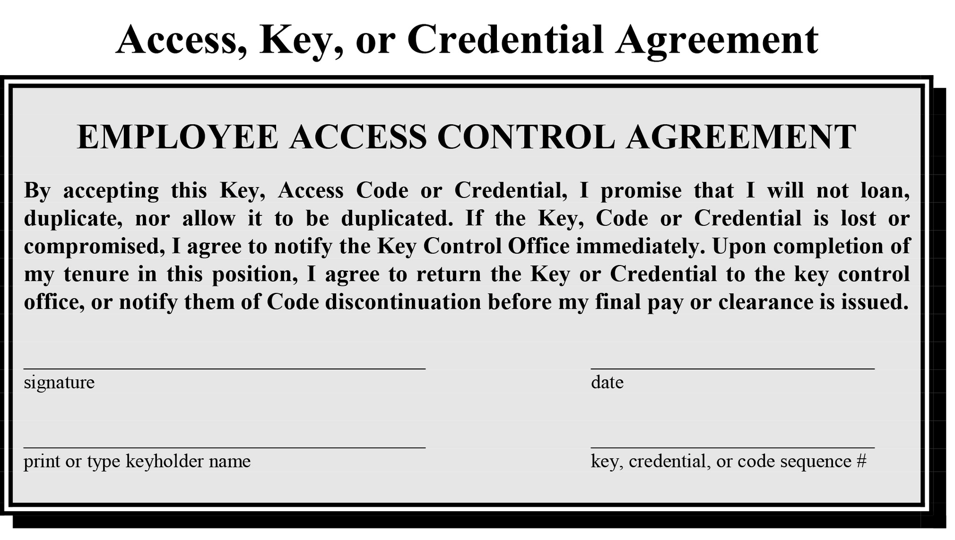 Key Control Agreement