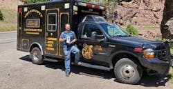 Wayne Winton and his ambulance as locksmith service vehicle Wayne Winton and his ambulance as locksmith service vehicle