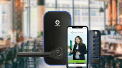Centrios lock on coffee shop door can be operated via smartphone