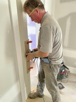 Locksmith Bob Cornine, mid-installation Locksmith Bob Cornine, mid-installation