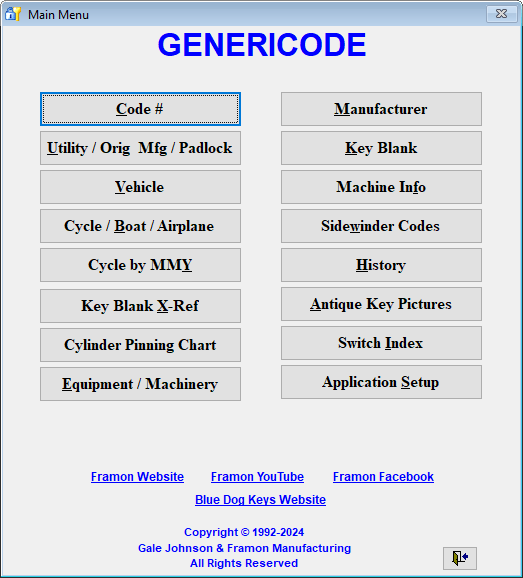 Genericode code software, version 24, from Framon
