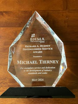 Michael Tierney award from Builders Hardware Manufacturers Association Michael Tierney award from Builders Hardware Manufacturers Association