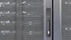 HES Ks210 integrated wire server cabinet lock in use HES Ks210 integrated wire server cabinet lock in use