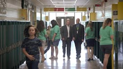 Adding digital access control to classrooms was a priority that ASSA ABLOY's David Hood and Superintendent John Mertz addressed. Adding digital access control to classrooms was a priority that ASSA ABLOY's David Hood and Superintendent John Mertz addressed.