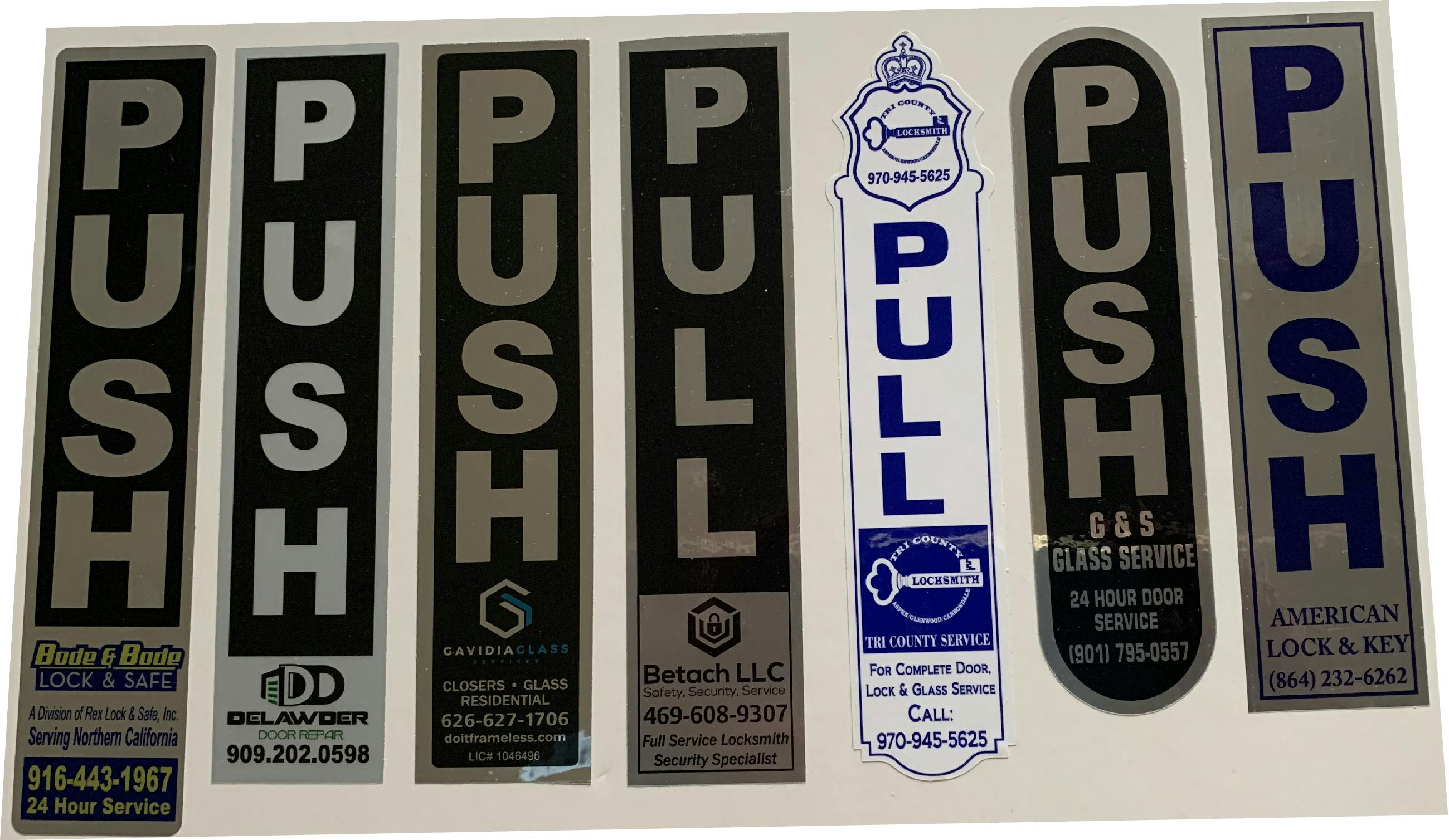 Push/pull door decals