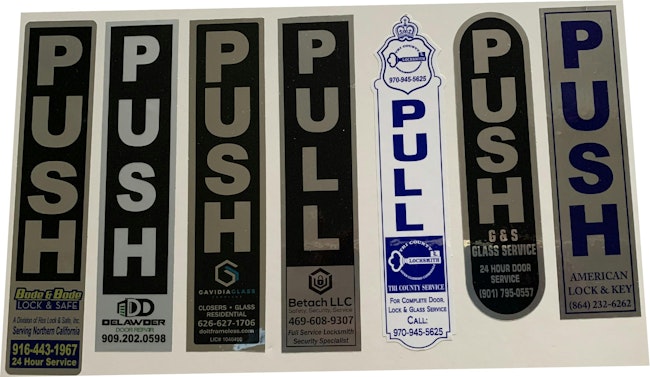 Push/pull door decals