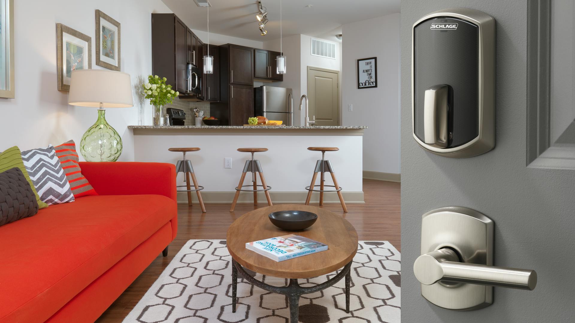 Properties can further enhance their systems by adopting smart wireless electronic locks, like the Schlage Control Mobile Enabled Smart Lock pictured here