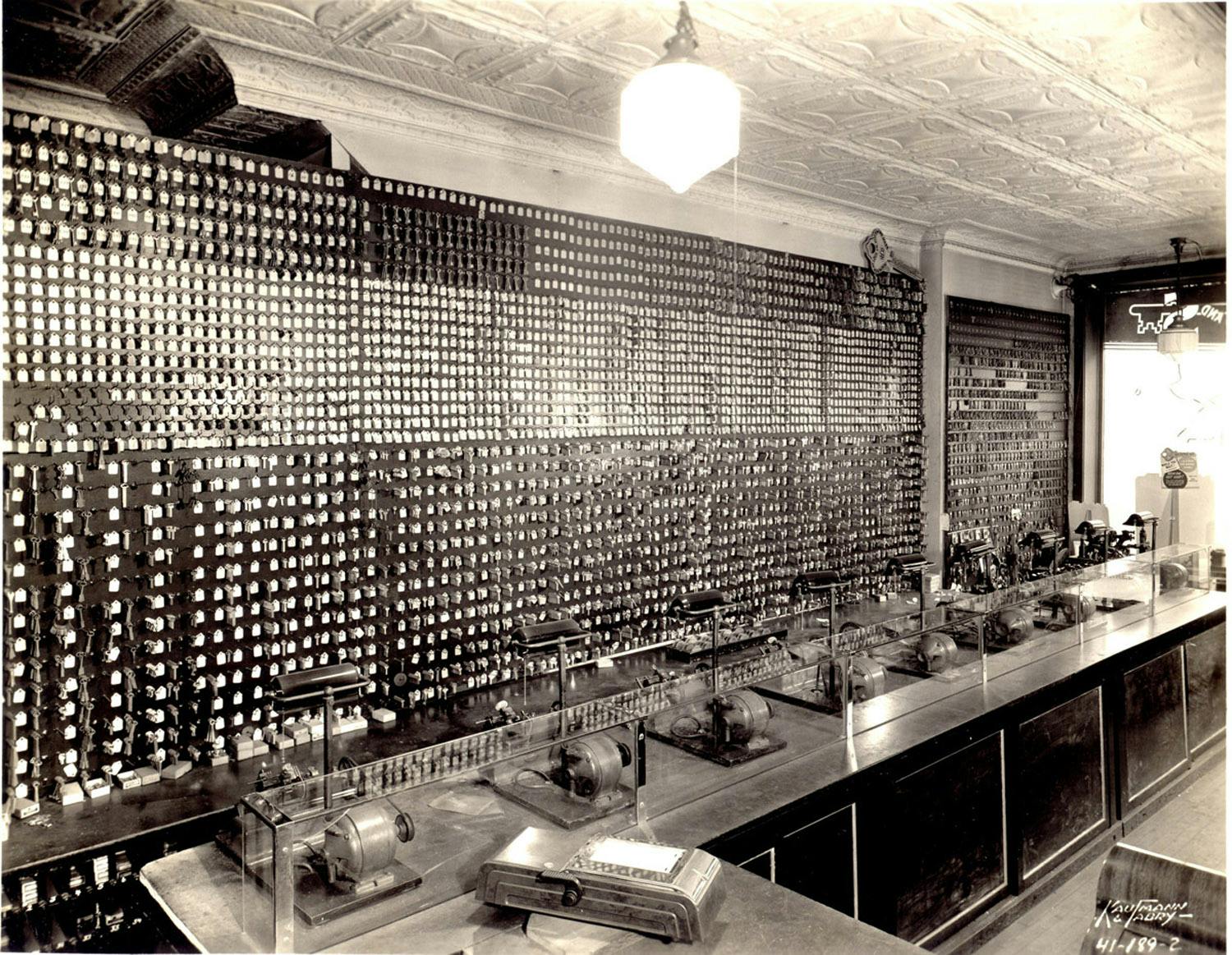 S&S Lock Shop keyboard in the early 1900s.