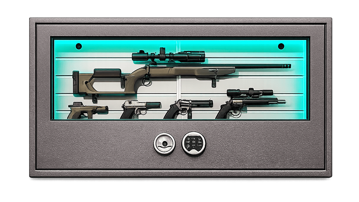 The Crystal Fortress, ideal for displaying guns and collectables securely behind glass