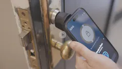 With iLOQ, the smartphone provides the power to operate the lock and provide audit trail info to the cloud