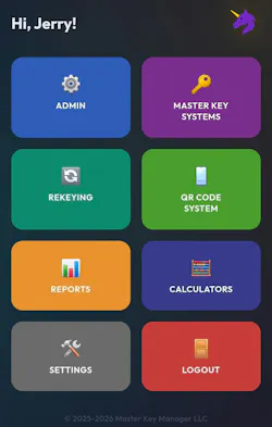 Photo 1. Master Key Manager brings master keying, rekeying, QR management, reporting, administration, and Locksmithing tools together in one platform.