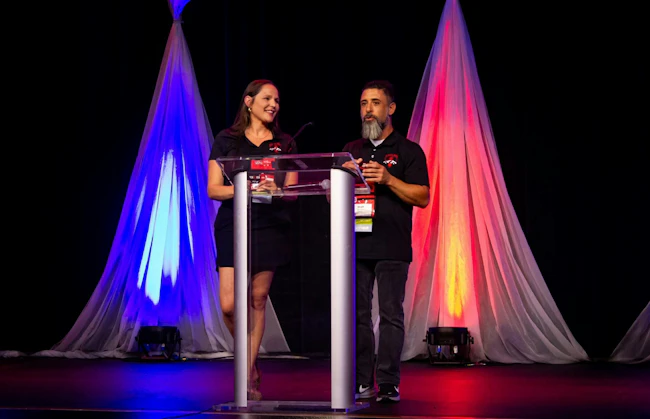 Lock50 USA's Karrie and Sean Buskila at the ALOA opening cocktail reception, which they sponsored